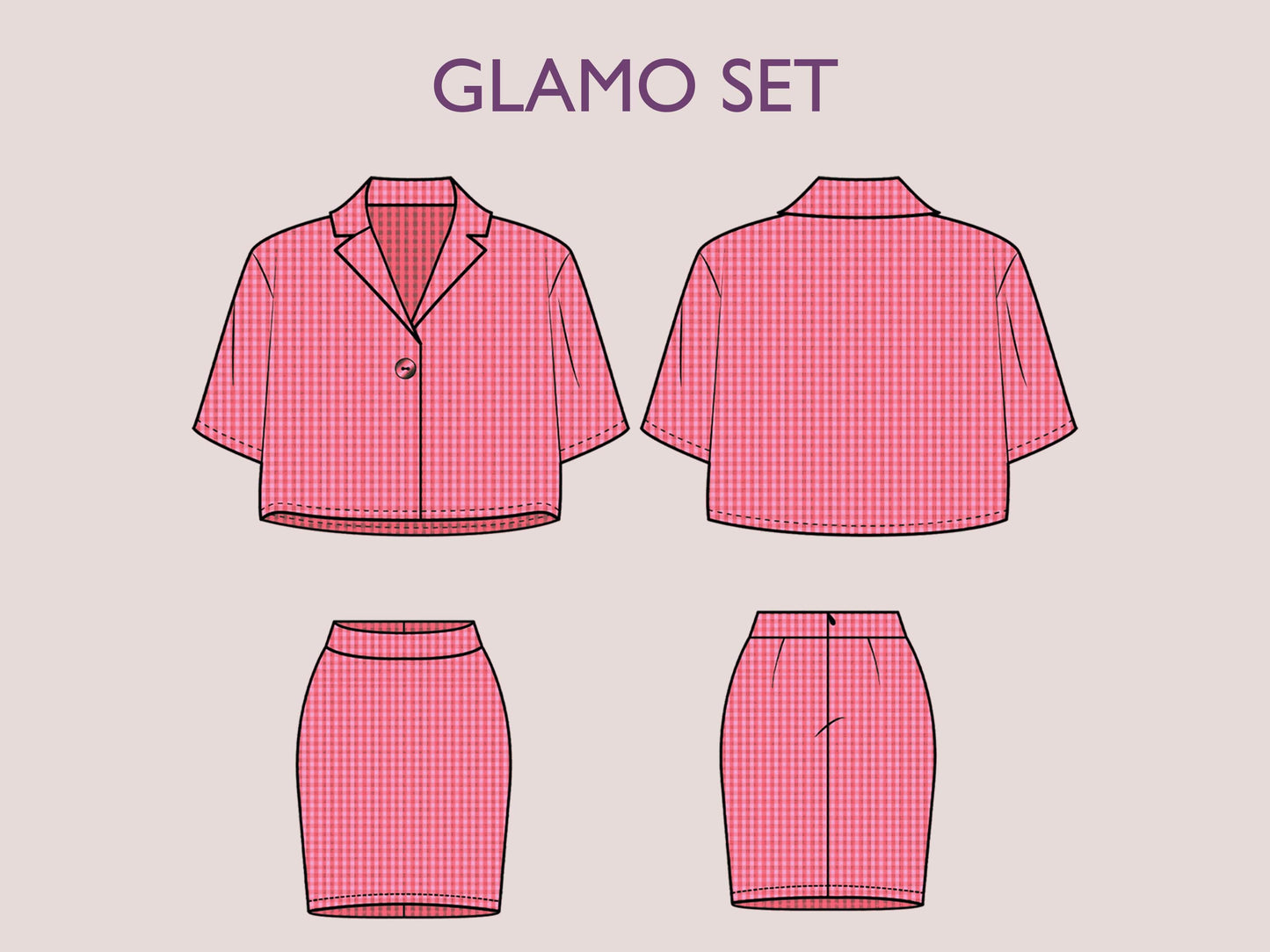 GLAMO Set - Shirt & skirt | Summer Dress | Women dress pattern| Half Sleeve dress, Short dress| sewing Pattern PDF jacket skirt combo