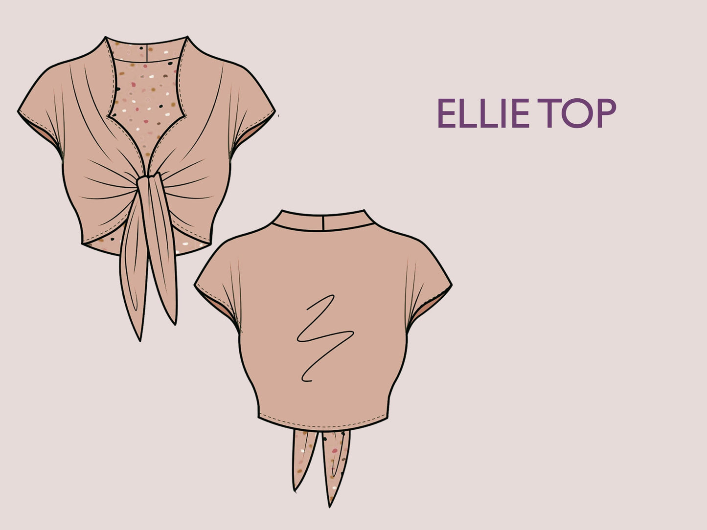 ELLIE Top - Tie Knot Front Crop Top | Bow crop top  | Tie easy Women TOP dress pattern| women digital sewing Pattern PDF summer
