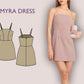 AMYRA Mini Dress Sewing Pattern: Straight Neckline, Fitted Bodice (PDF Download)