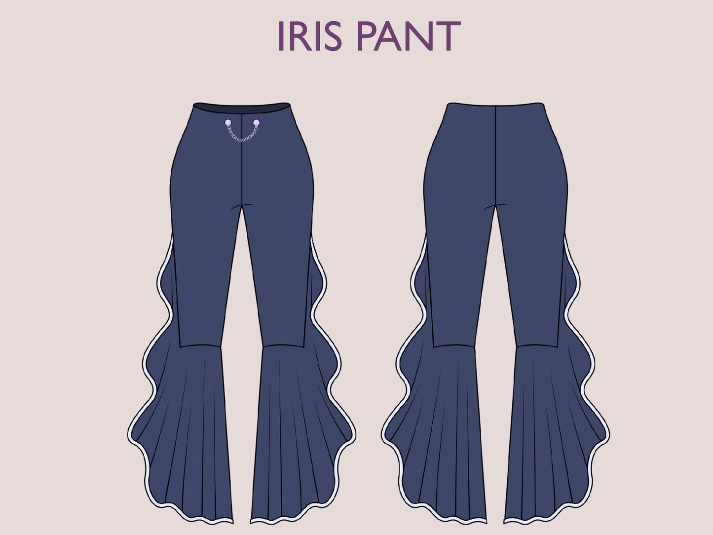 IRIS Pant Sewing Pattern PDF | High Waist Wide-Leg Trousers | 15 Sizes | Digital Download | stylish, party wear, women Sewing Pattern