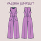 VALERIA Jumpsuit - Summer romper | Round Neckline | Women Long jumpsuit pattern| Sleeveless, short dress| sewing Pattern PD,F broad pant