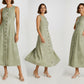 Linen Button Front Dress Sewing Pattern PDF, Sleeveless A-Line Long Dress Pattern, Summer Dress DIY Sewing XS-3XL