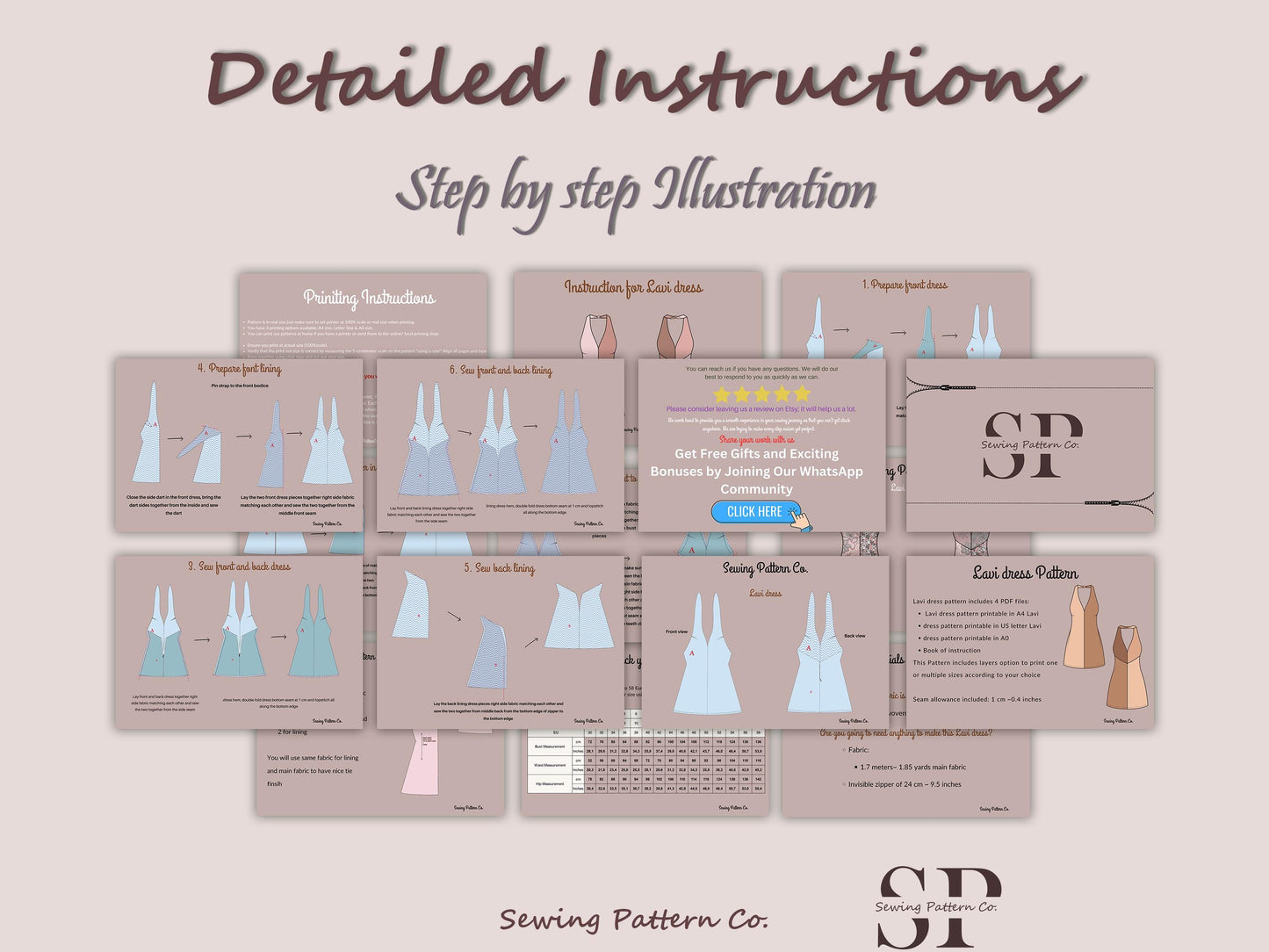 LAVI Dress Sewing Pattern PDF – Halter Neck Mini Dress – Tie Back Sundress – Open Back Dress – Sleeveless Summer Dress – Digital Download