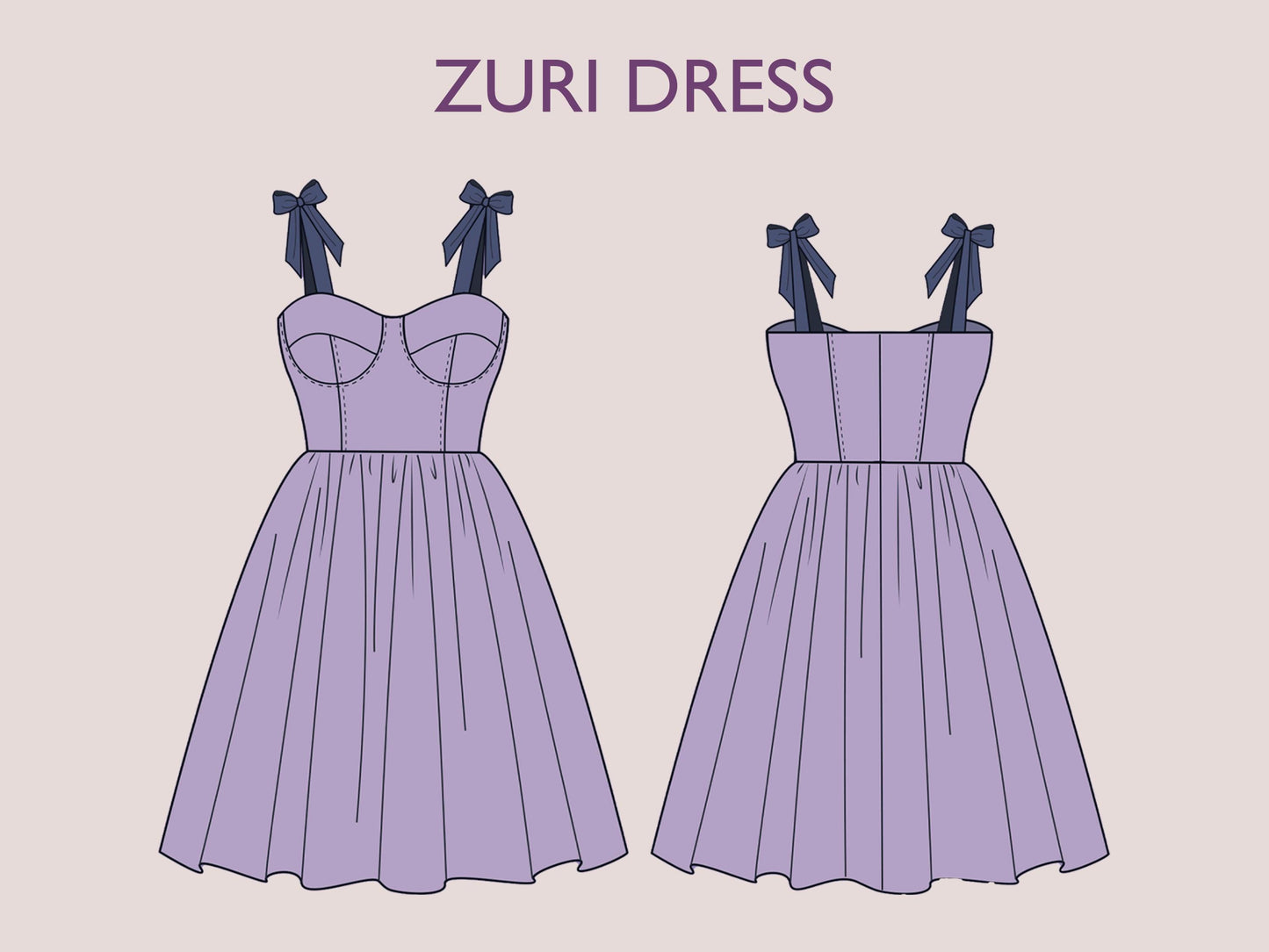 ZURI Dress- Bustier dress | Sleeveless | Women summer dress sewing pattern | corset dress Mini skirt dress  | PDF. wedding, party dress