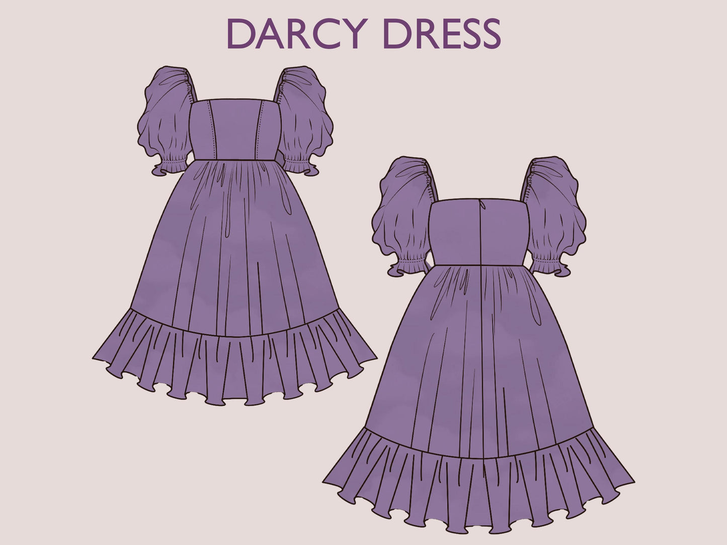 DARCY Dress - Puffy dress| Selkie dress | Prom dress | Women puffy sleeve| barbie dress| one piece | square neckline | sewing pattern pdf