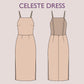 CELESTE Dress - Orchid dress| backless dress pattern | midi dress | Women sleeveless | Square neckline| one piece slit | pdf sewing pattern
