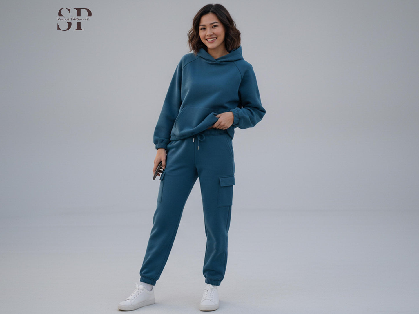 Cozy Hoodie Set Sewing Pattern PDF – Raglan Hoodie & Cargo Sweatpants Pattern – Winter Lounge Set