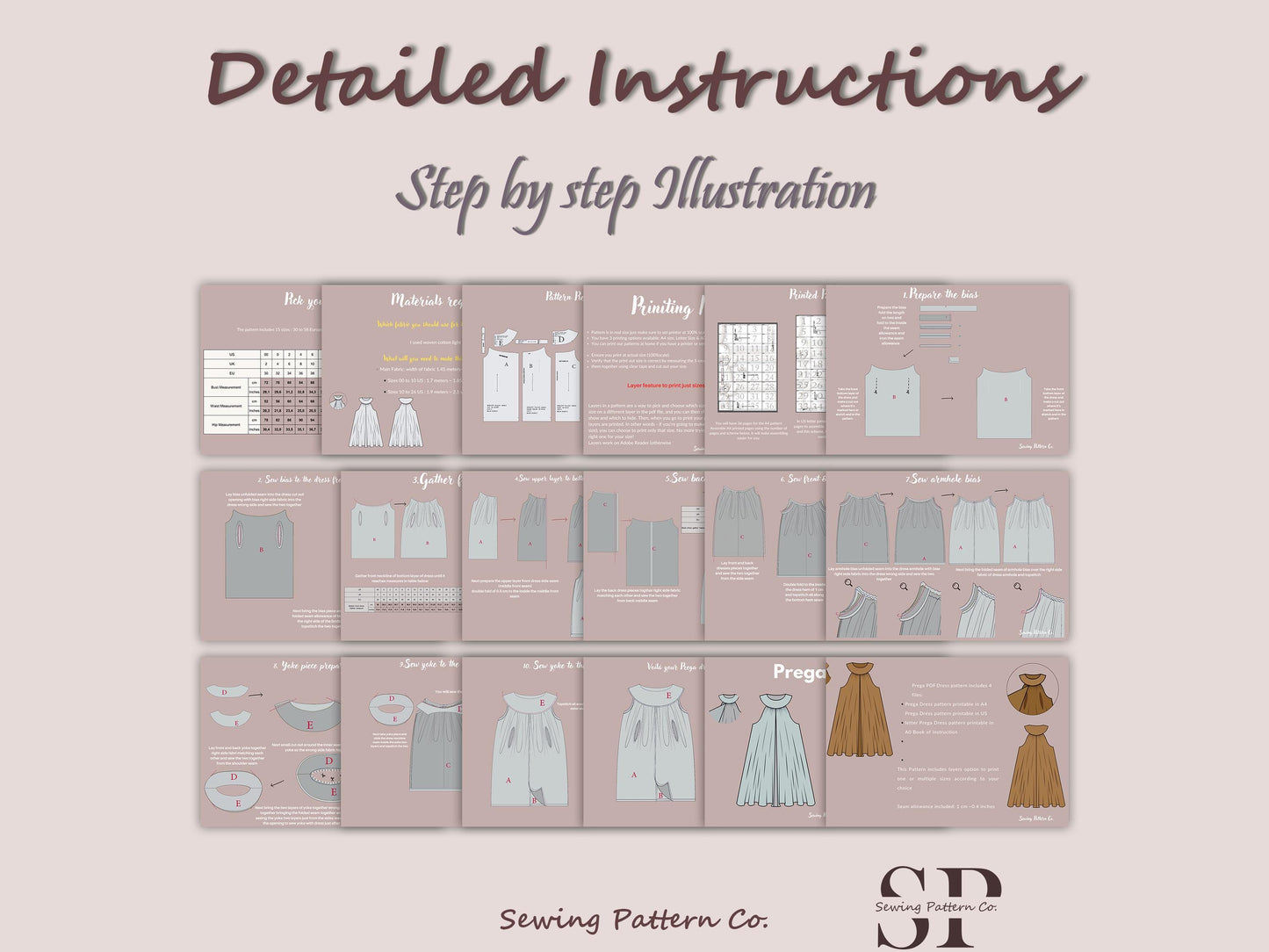 PREGA Dress Pregnancy Flairy dress pattern| nursing dress pattern| Highneck skirt| Nursing dress pattern| women dress Top sewing pattern PDF