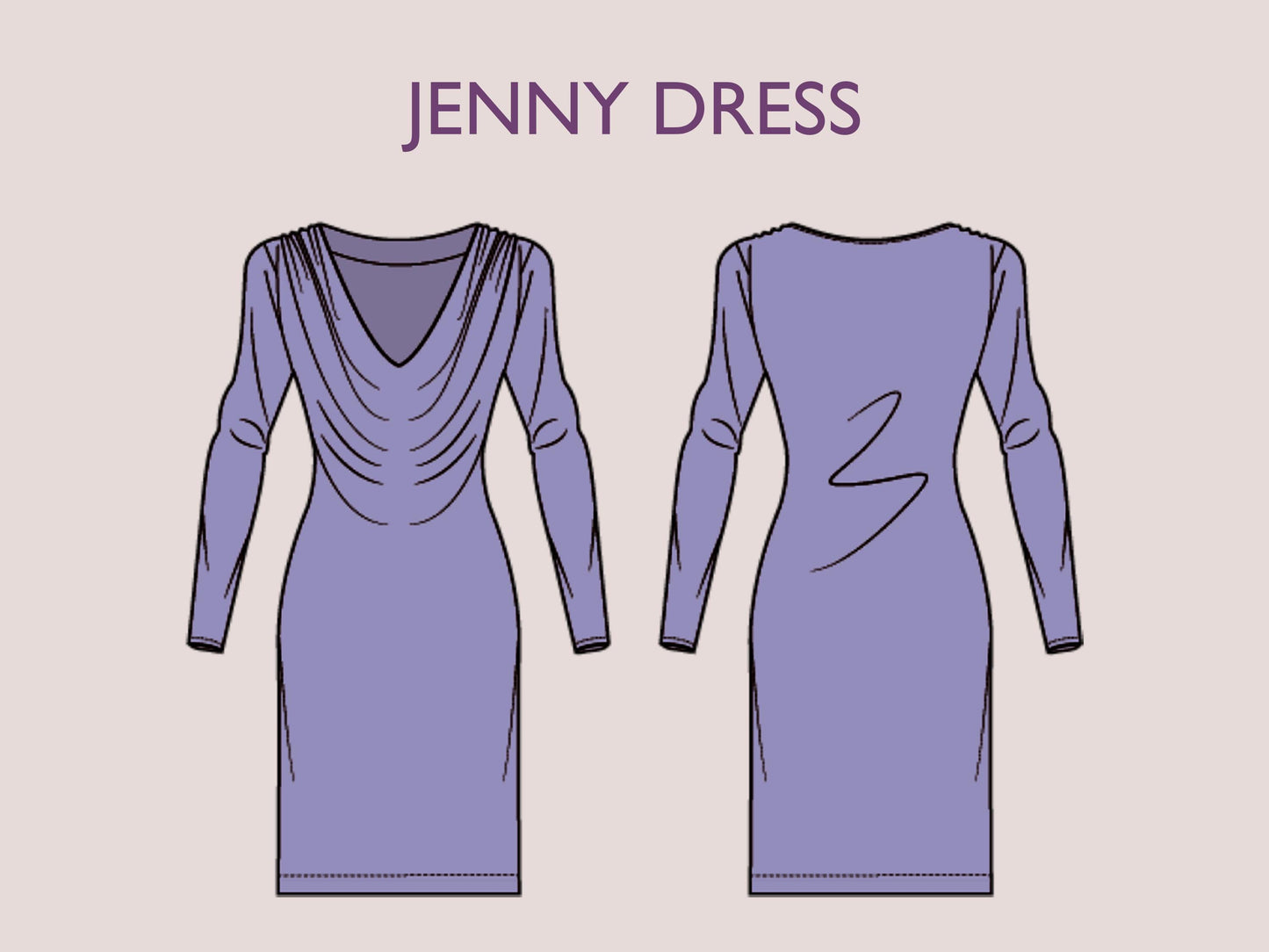 JENNY Dress - cowl neckline dress| Long Sleeve dress| Women dress pattern| Short dress| one piece dress | Birthday dress| Girl baby Top