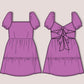 Back Tie Mini Dress Sewing Pattern, Puff Sleeve, Ruffle Tier, Backless Dress - XS-XXXL