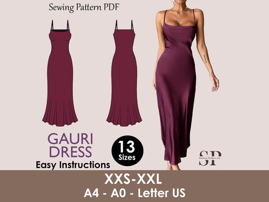 GAURI Dress - Slip dress | sleeve sleeveless | Women dress pattern| cami slip dress, maxi dress| one piece dress | Birthday, Wedding