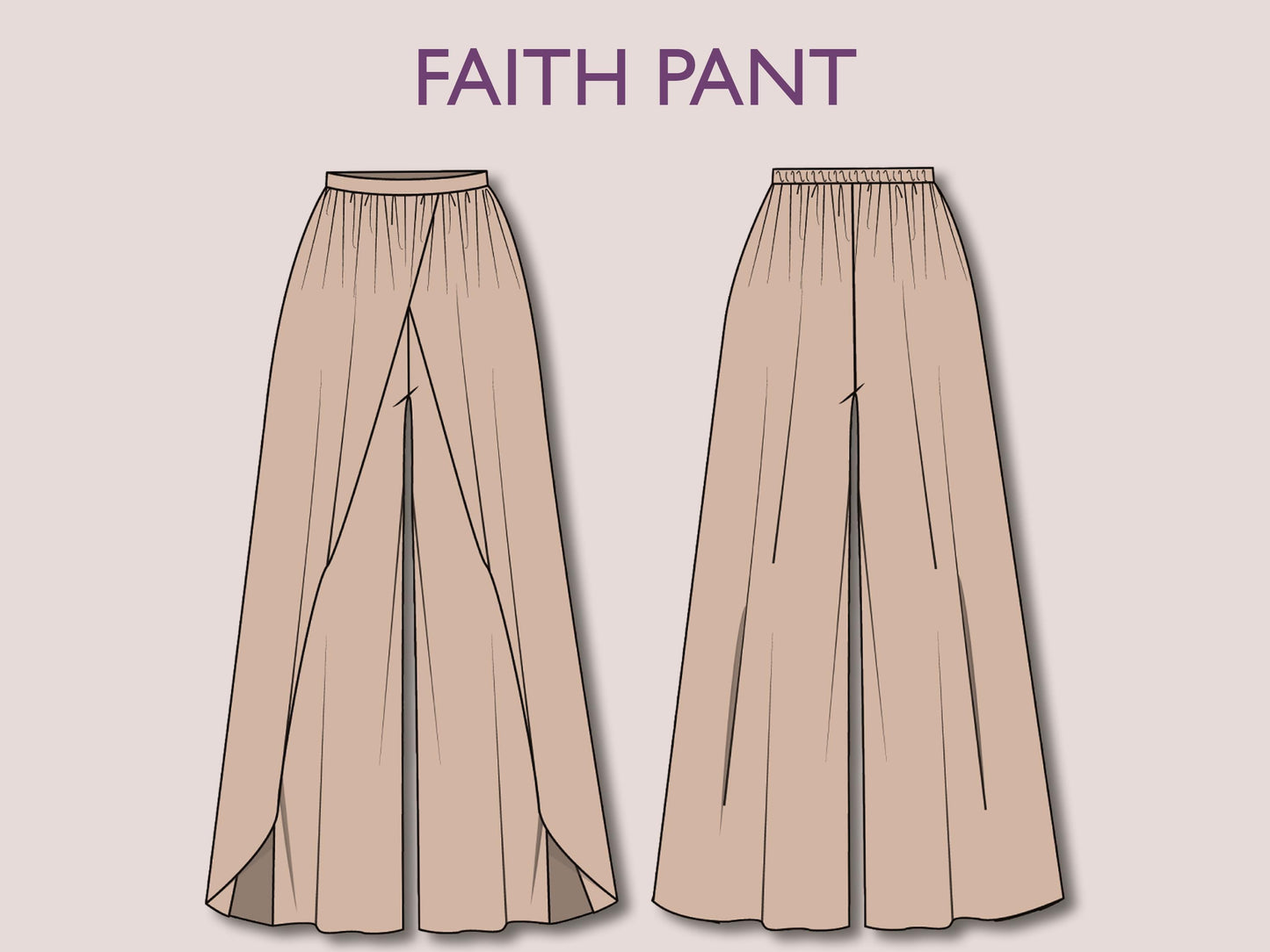 FAITH Pant - women wrap pant | women pant sewing PDF | slit pant | Women’s Comfy Pant | Wide leg pant | 15 Sizes| Digital trouser long pant