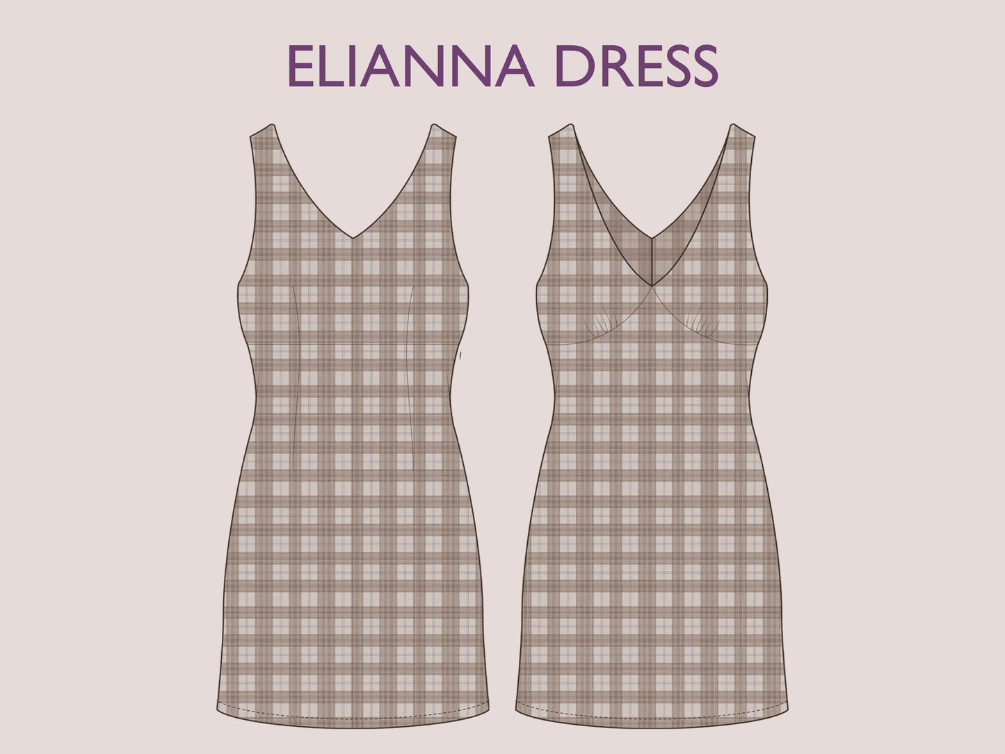 ELIANNA Dress- halter dress | Sleeveless | Women summer dress sewing pattern | short dress sewing pattern | PDF V shape neck and backline.