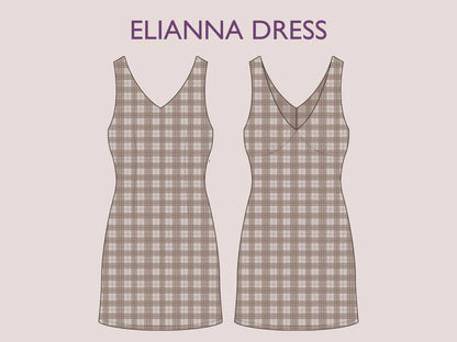 ELIANNA Dress- halter dress | Sleeveless | Women summer dress sewing pattern | short dress sewing pattern | PDF V shape neck and backline.