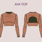 AVA Top - Turtleneck & Mock Neck Top | Back cut out crop top sewing pattern | Women TOP dress pattern|  | High neck  girl sewing pattern pdf