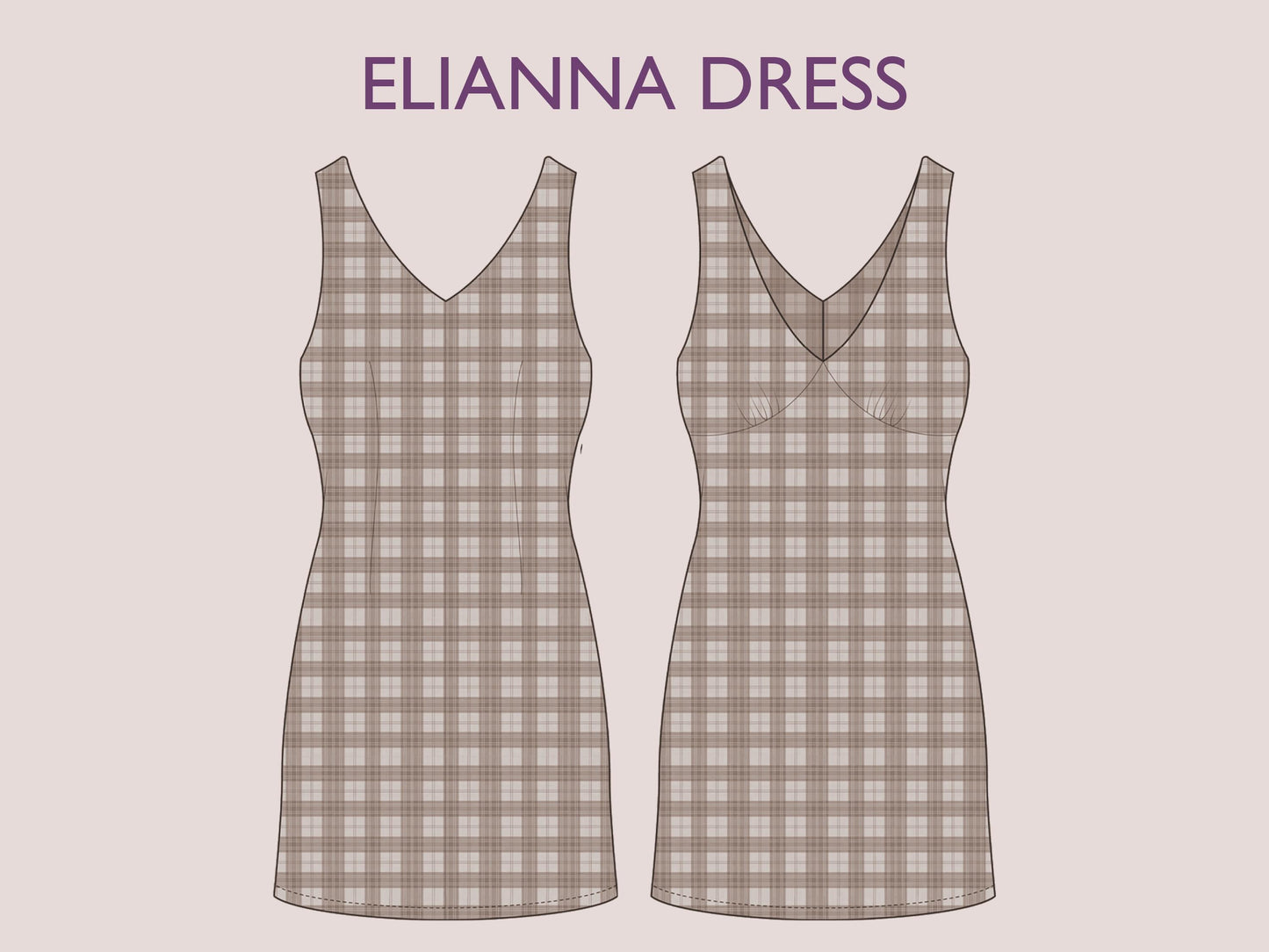 ELIANNA Dress- halter dress | Sleeveless | Women summer dress sewing pattern | short dress sewing pattern | PDF V shape neck and backline.
