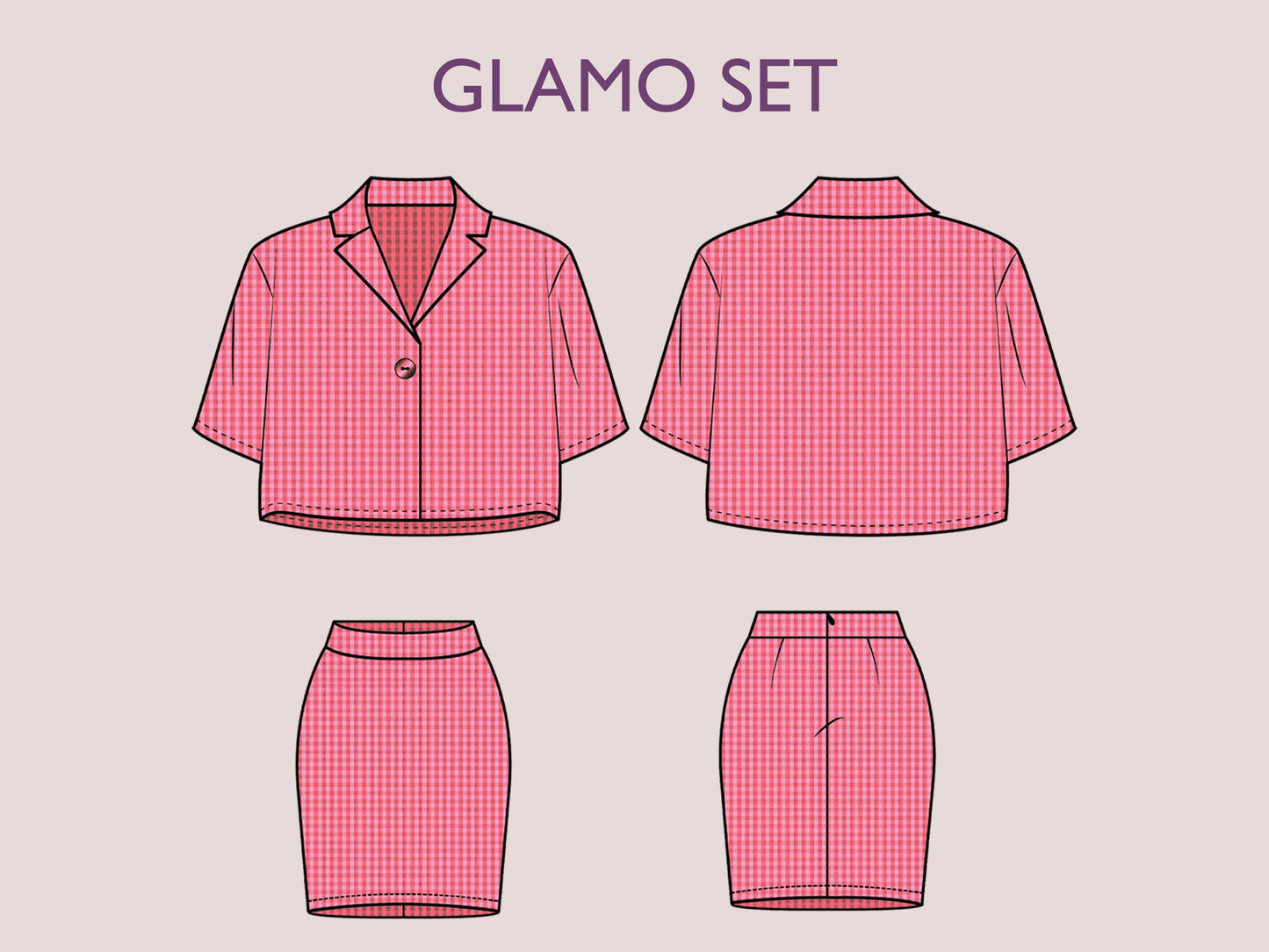 GLAMO Set - Shirt & skirt | Summer Dress | Women dress pattern| Half Sleeve dress, Short dress| sewing Pattern PDF jacket skirt combo