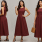 Sleeveless Midi Dress Sewing Pattern PDF, A-Line Summer Sundress XS-3XL, High Waist with Pockets